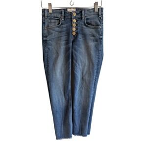 McGuire Denim Button Fly Crop Jeans Distressed Raw Hem Blue Women's Size 26